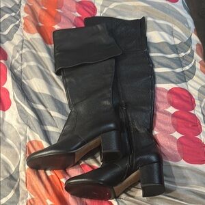 Via Spiga Black Leather Knee-High Boots
